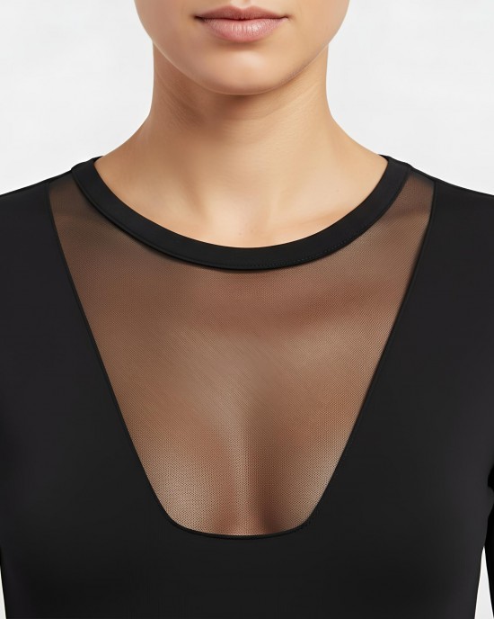 Evoni луксозно дамско боди с тюлен акцент